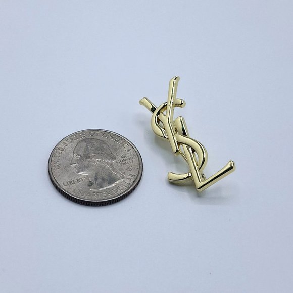 Vintage Gold Yves Saint Laurent YSL Brooch Employee Appreciation Lapel Pin Small - Picture 5 of 11
